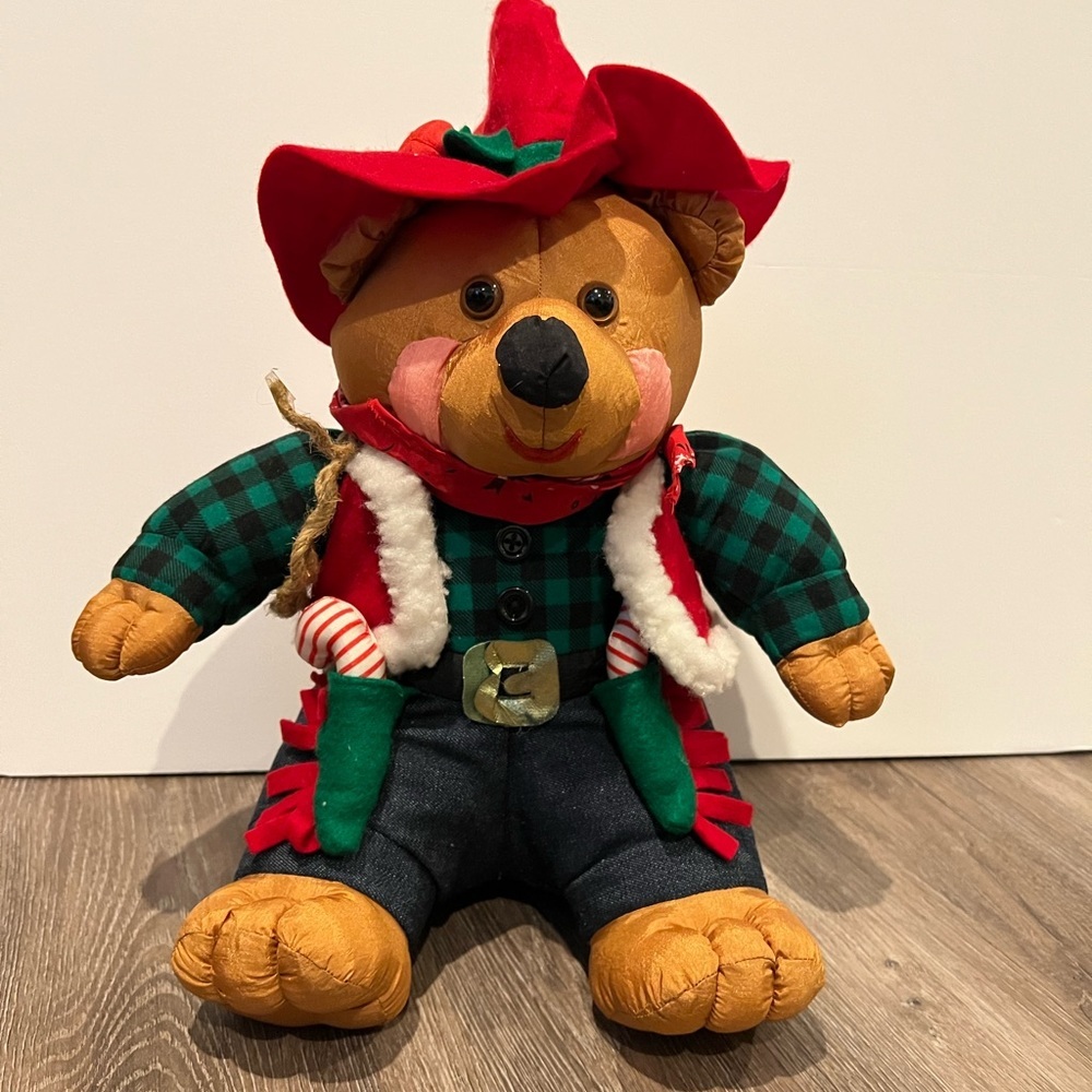 Country Holiday Bear Plush- NWOT